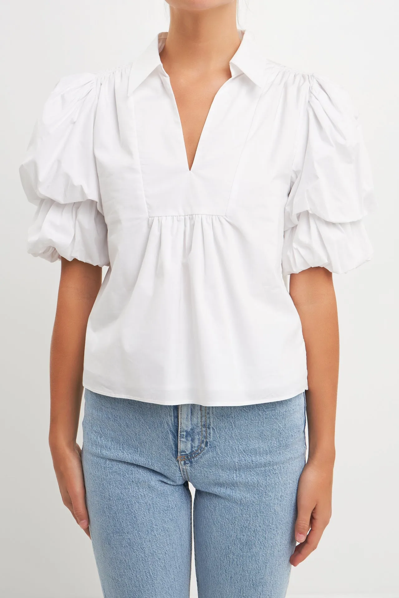 2 Layers Puff Sleeve Top