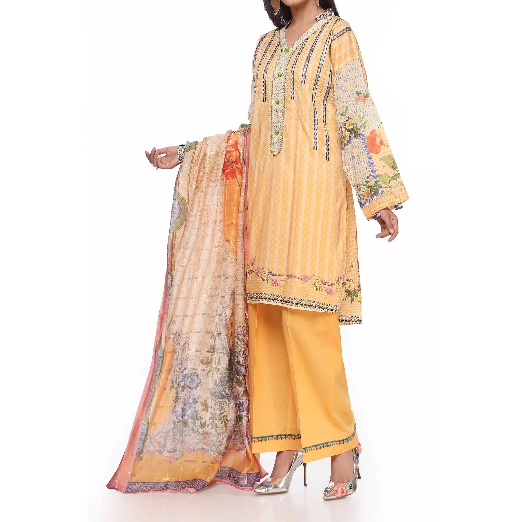 3PC- Digital Printed Lawn Embroidered Suit PS2355