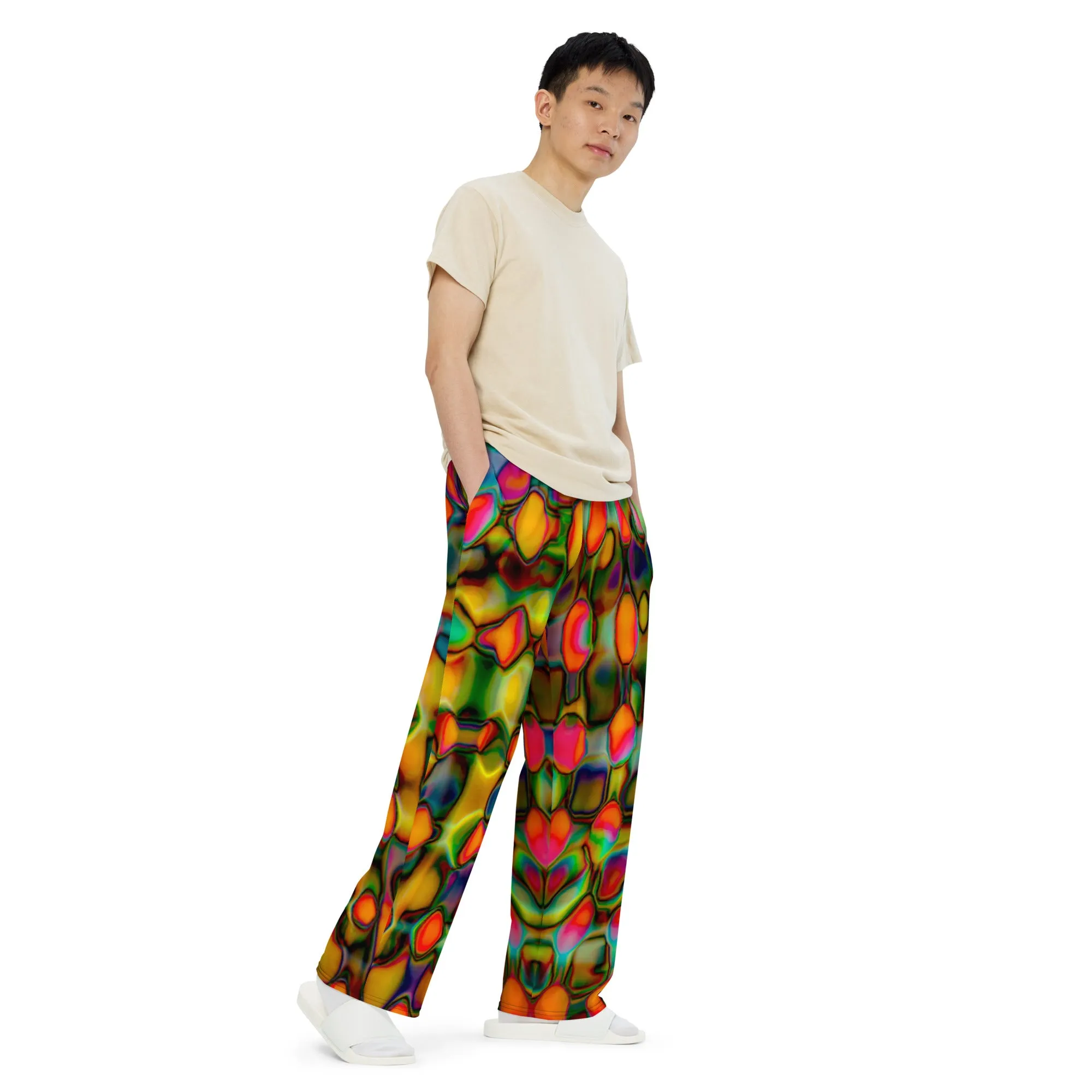 Abacus All-over print unisex wide-leg pants