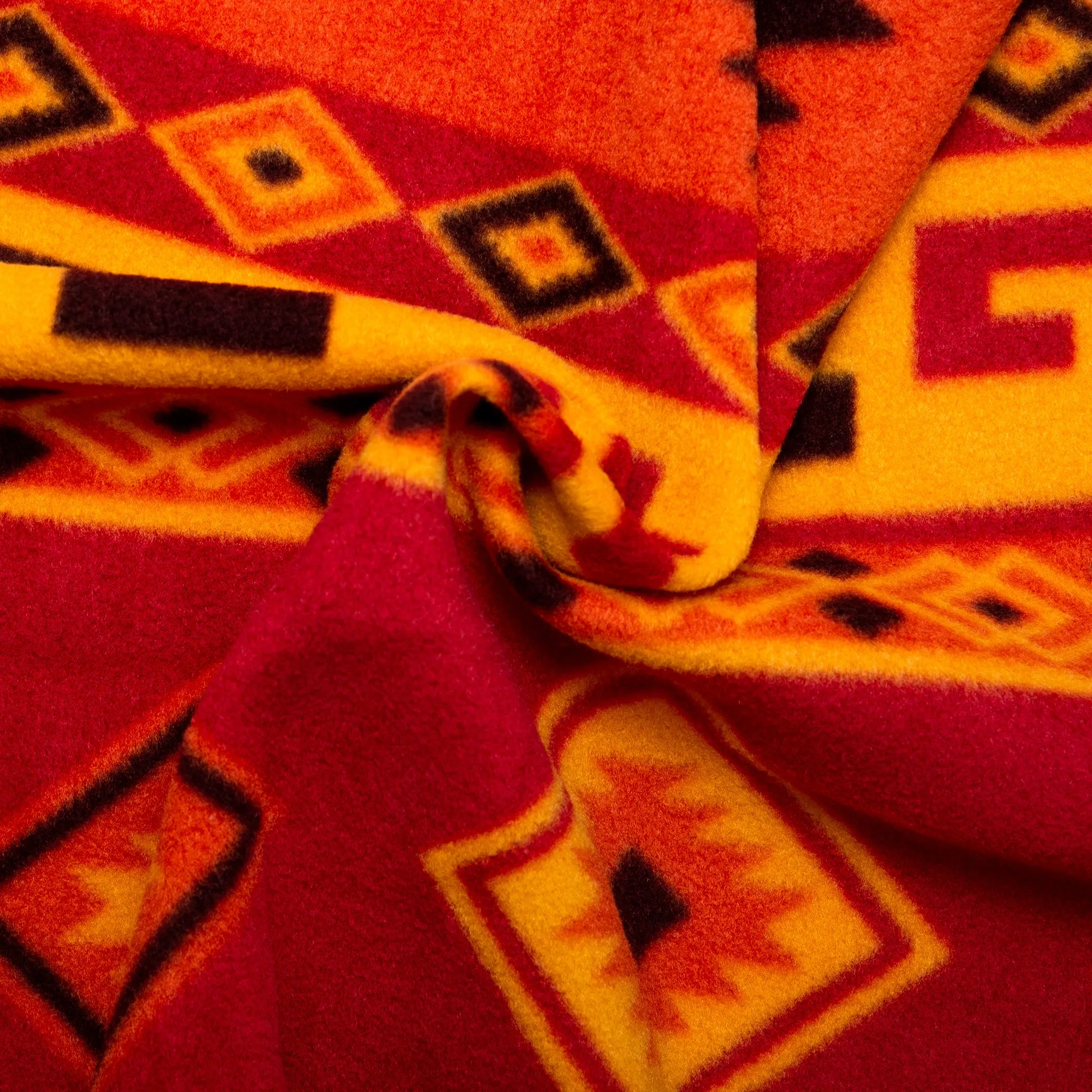 Anti Pill Fleece Print - FRESH - Navajo - Orange / Red