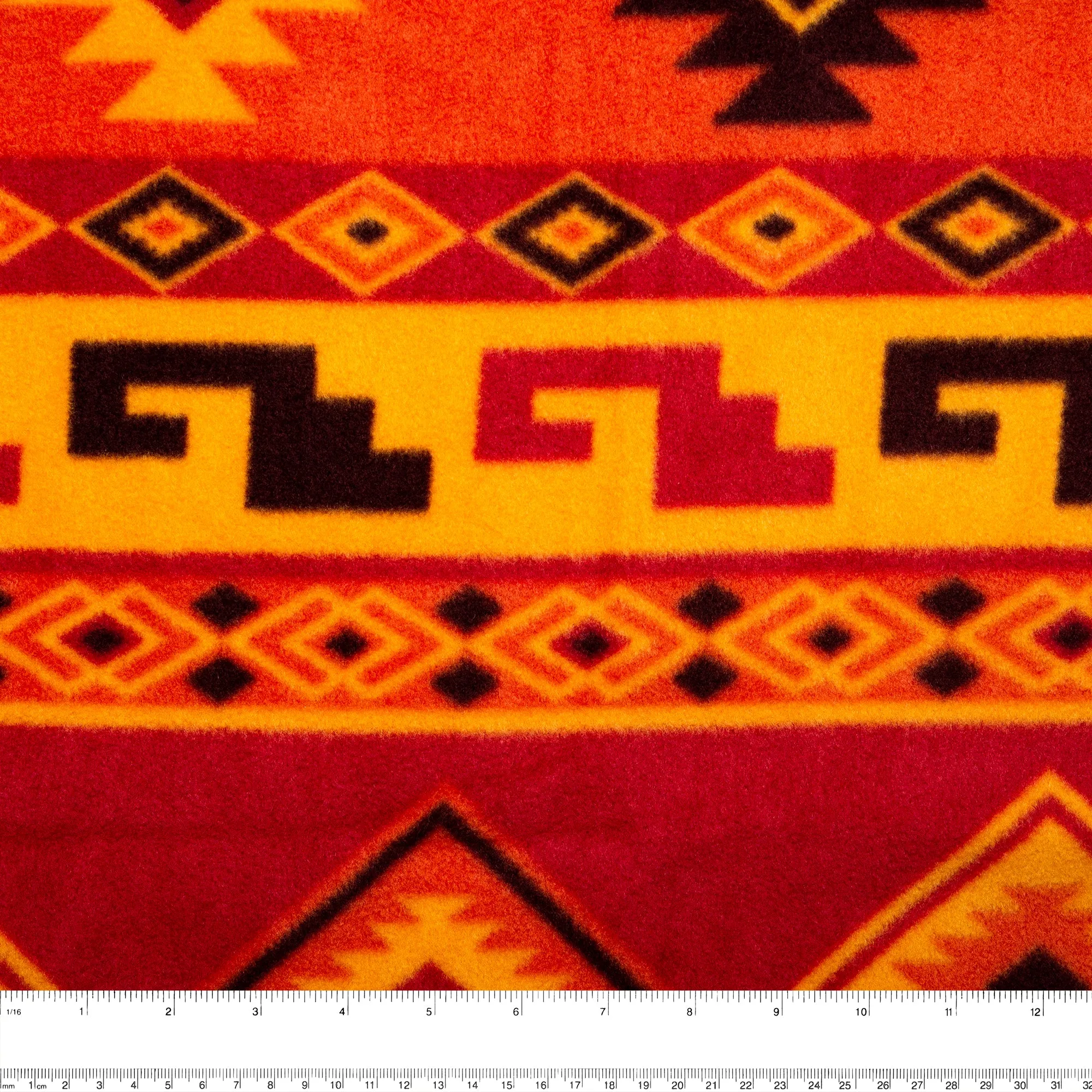 Anti Pill Fleece Print - FRESH - Navajo - Orange / Red