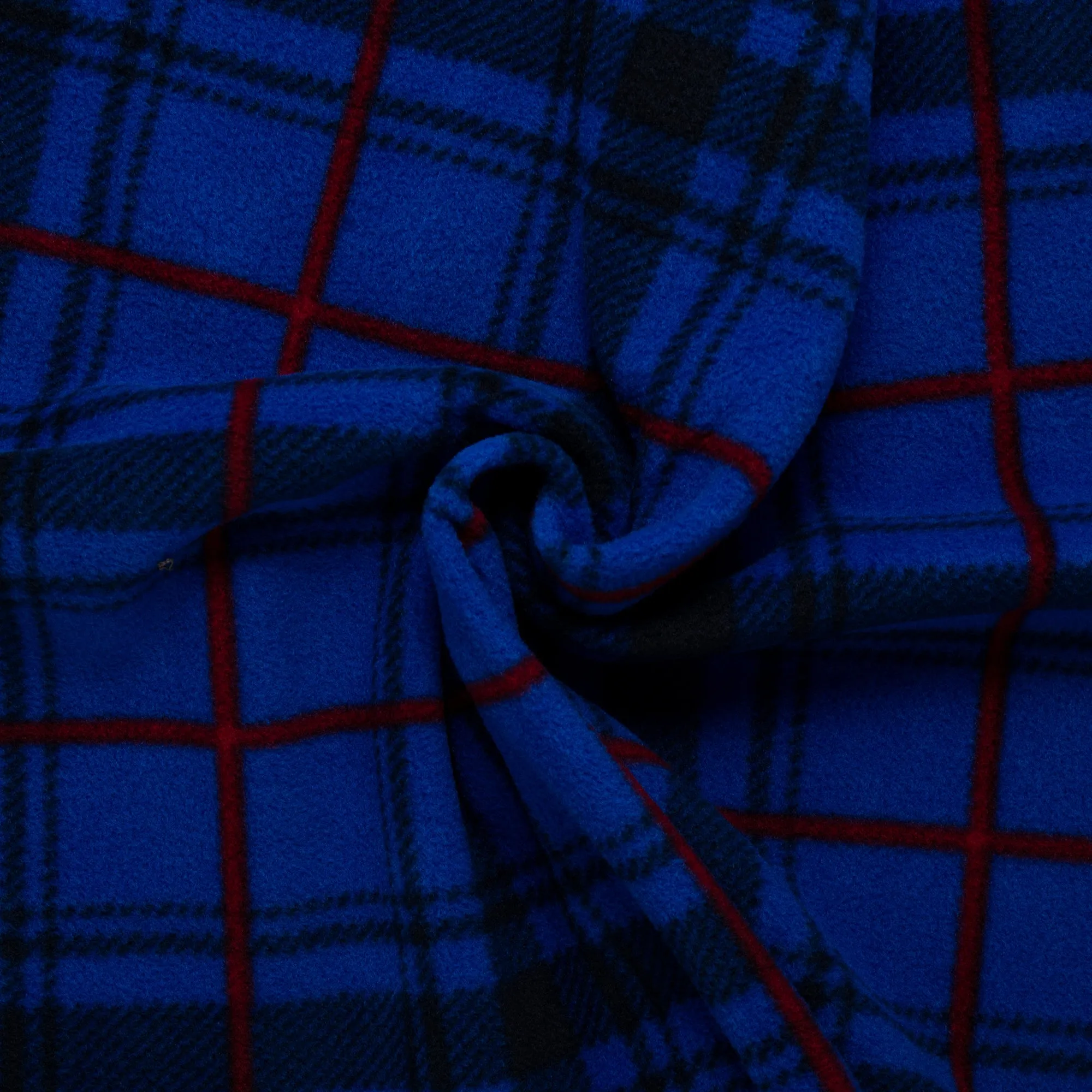 Anti Pill Fleece Print - SLIPPY - Plaids - Cobelt blue