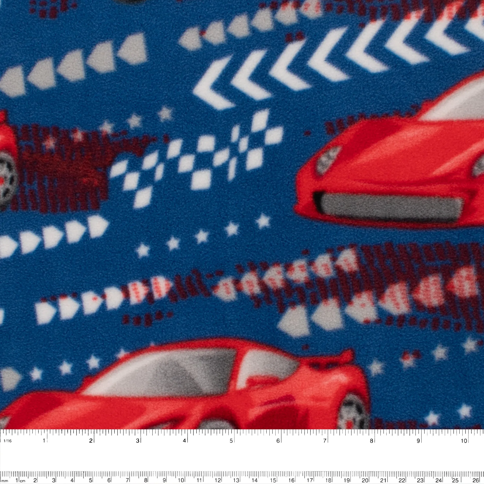 Anti-Pill Fleece Print - SLIPPY - Racing cars - Royal