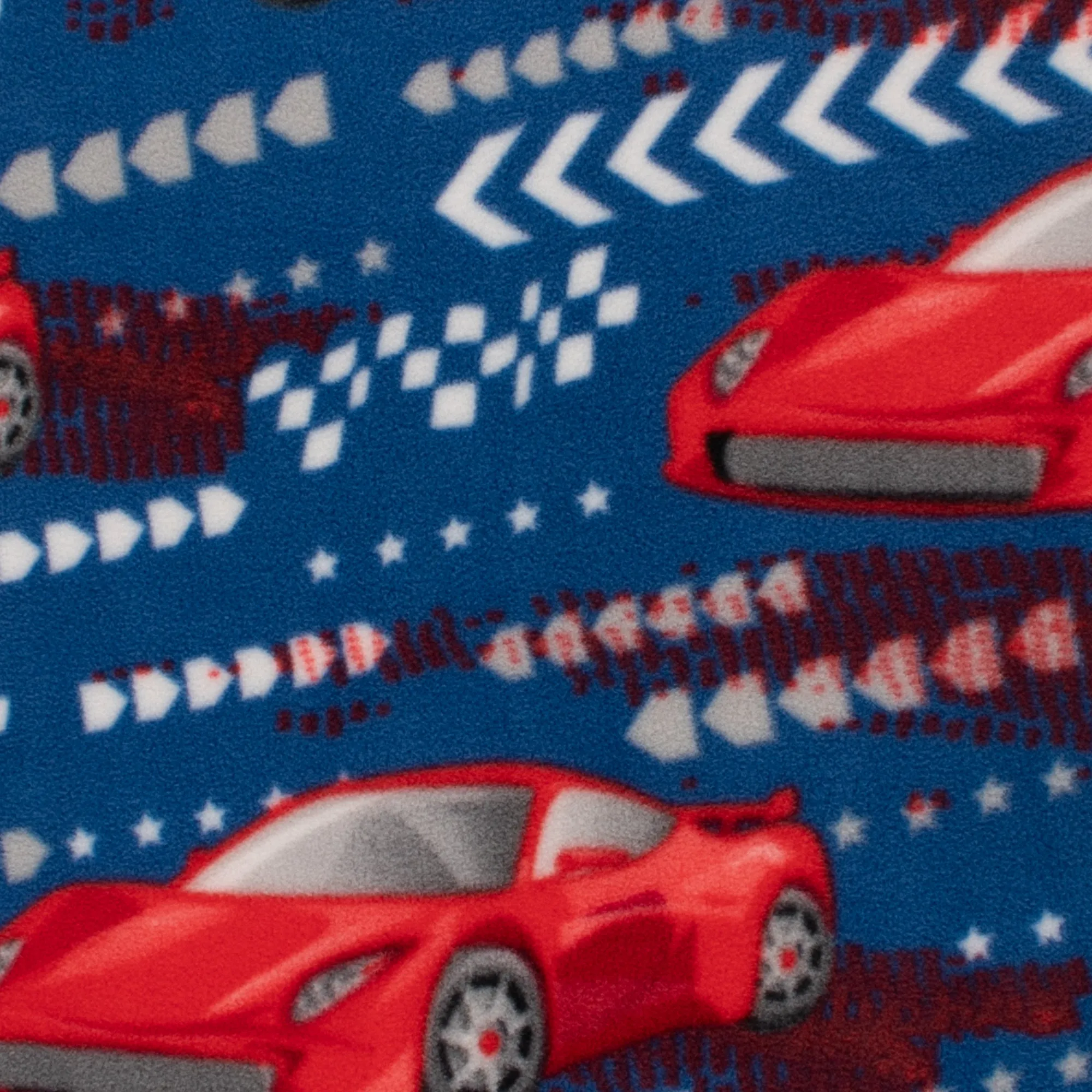 Anti-Pill Fleece Print - SLIPPY - Racing cars - Royal