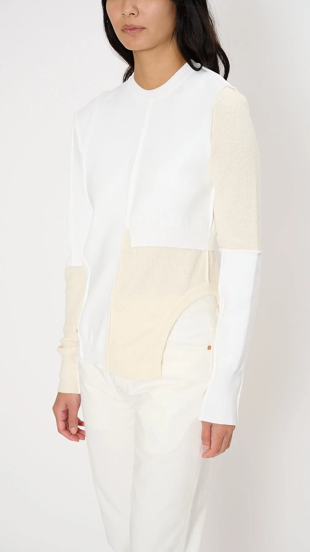 Asymmetric Crewneck in White