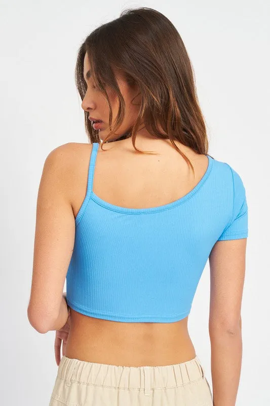 ASYMMETRICAL BINDING CROPPED TOP