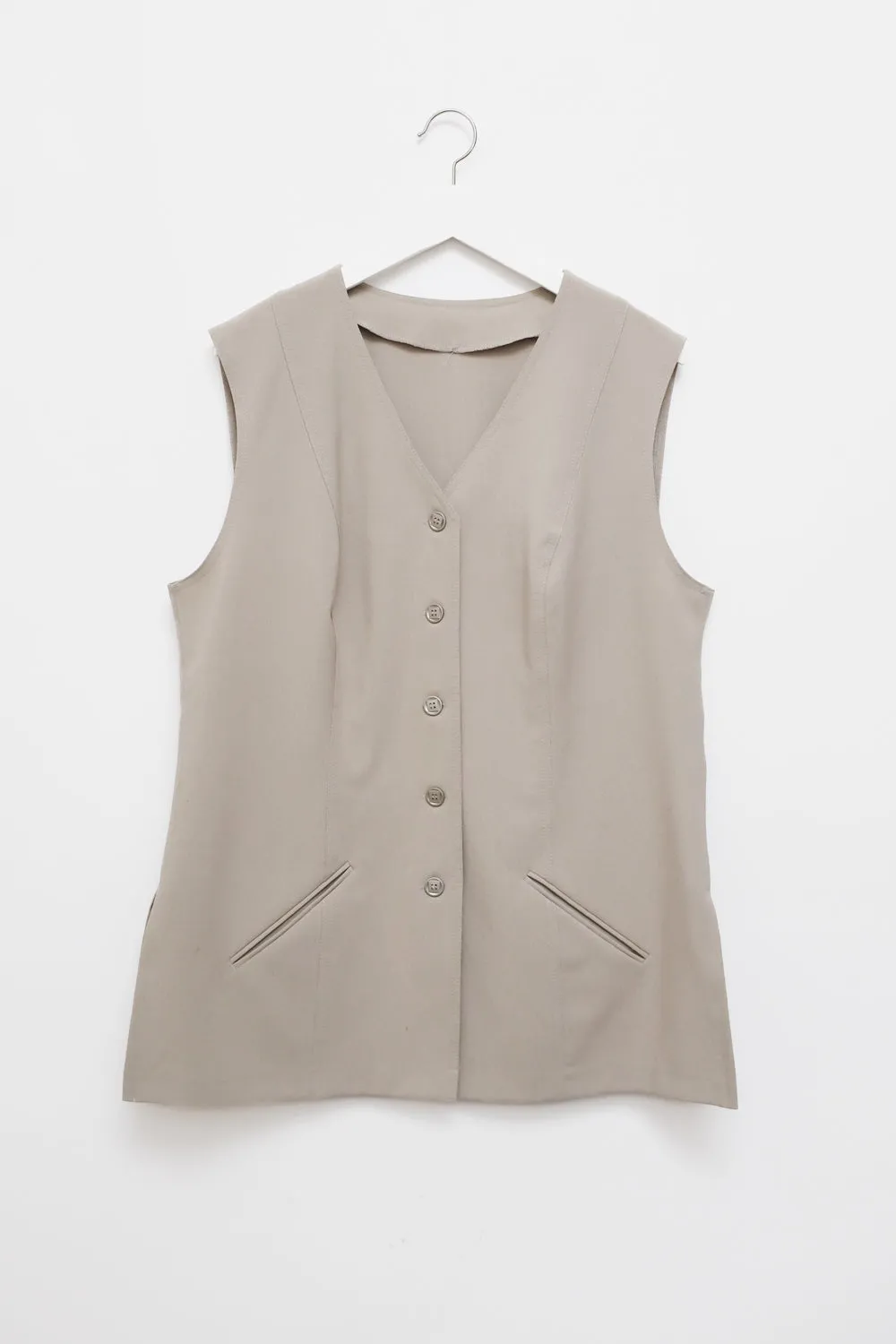 BEIGE GREY LONG SUIT VINTAGE VEST