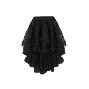 Black Shear Leaf Pattern Hi Low Skirt