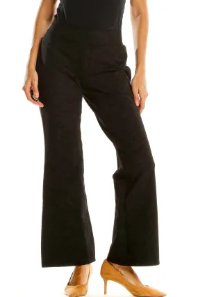 Black Wide Leg Textured Retro Trousers