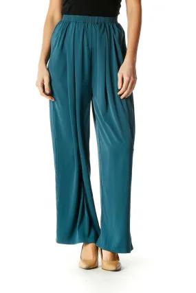 Blue Casual Wide Leg Pants