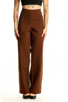 Brown High-Waisted Wide-Leg Trousers