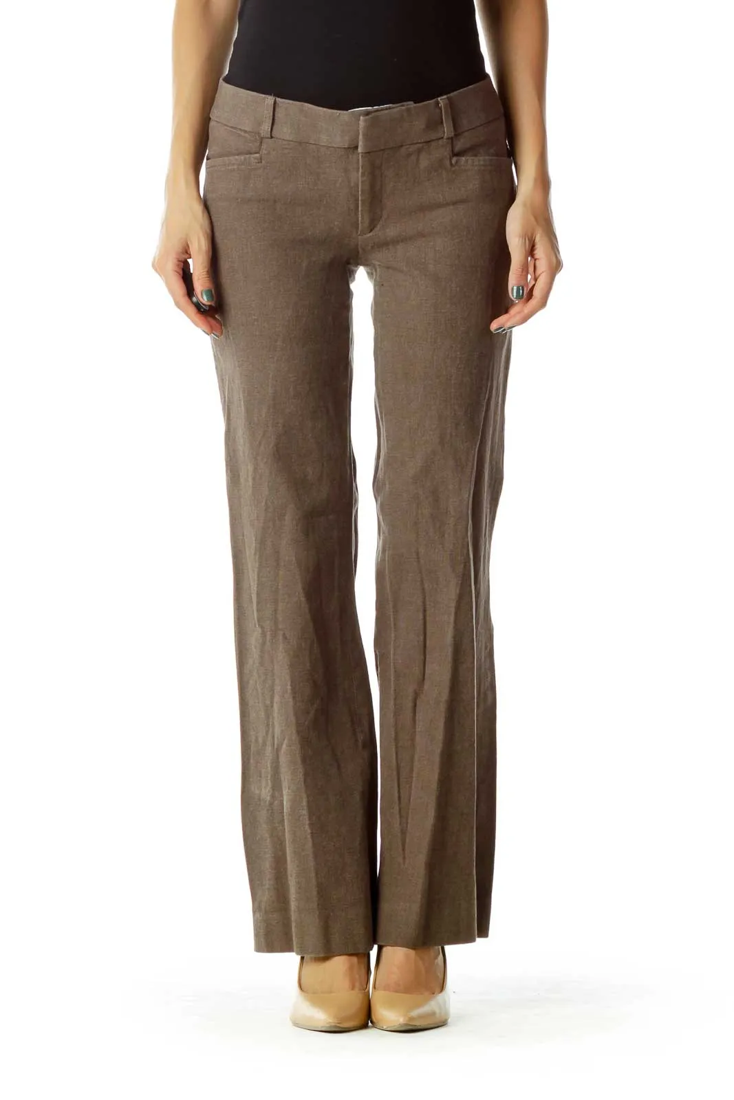 Brown Wide-Leg Slacks