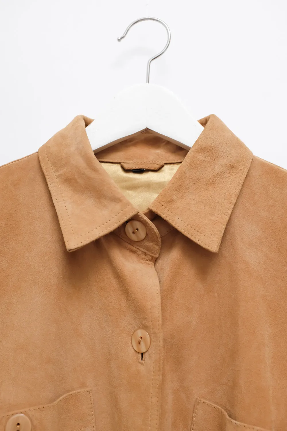 CAMEL SUEDE LEATHER SHIRT JACKET