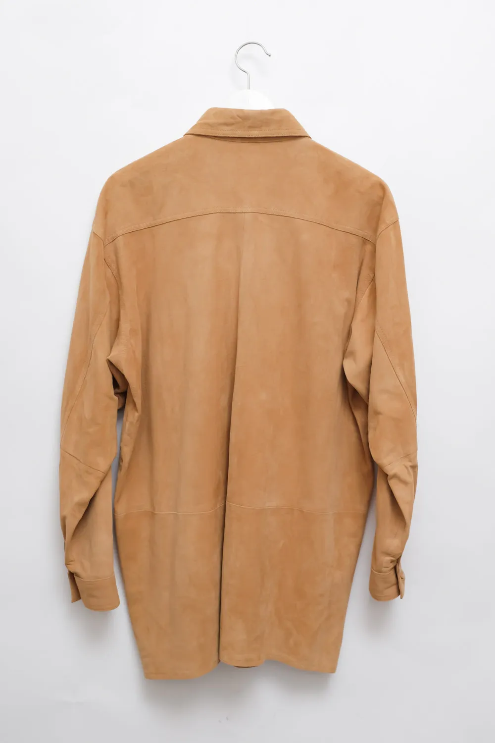 CAMEL SUEDE LEATHER SHIRT JACKET