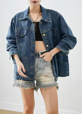 Casual Blue Oversized Patchwork Denim Coats Fall LY9273