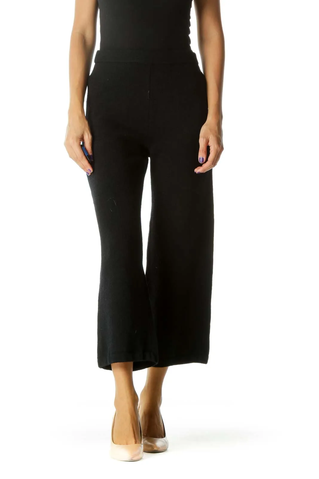 Dark Navy Wide Leg Knit Pant