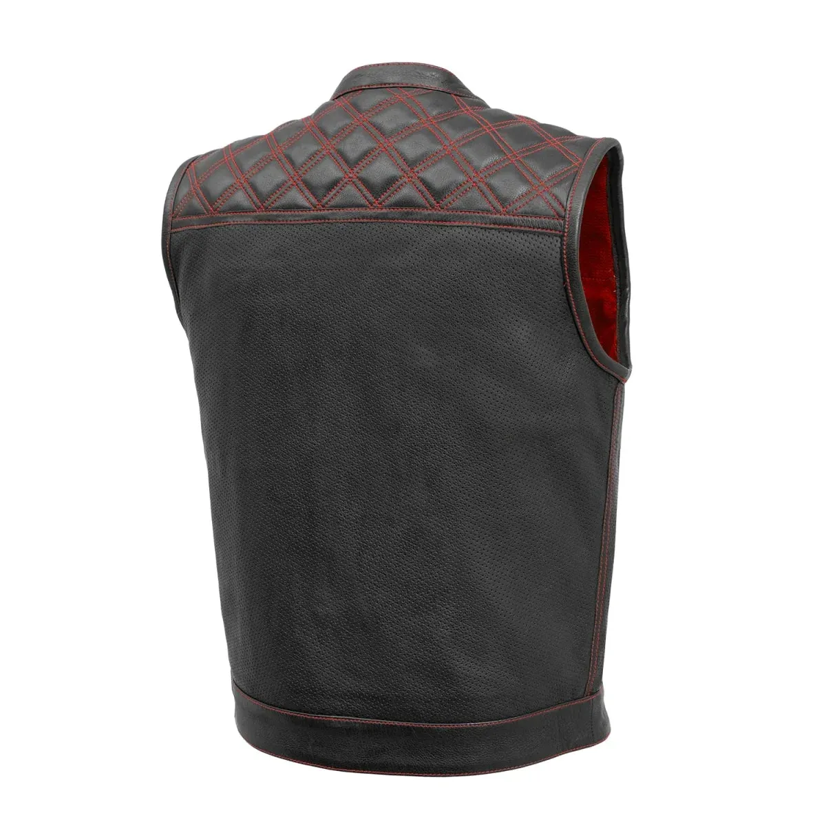 Downside Perforated Men's Motorcycle Leather Vest