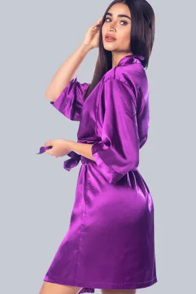 Egg Plant Satin Kimono Robe