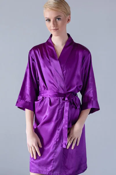 Egg Plant Satin Kimono Robe