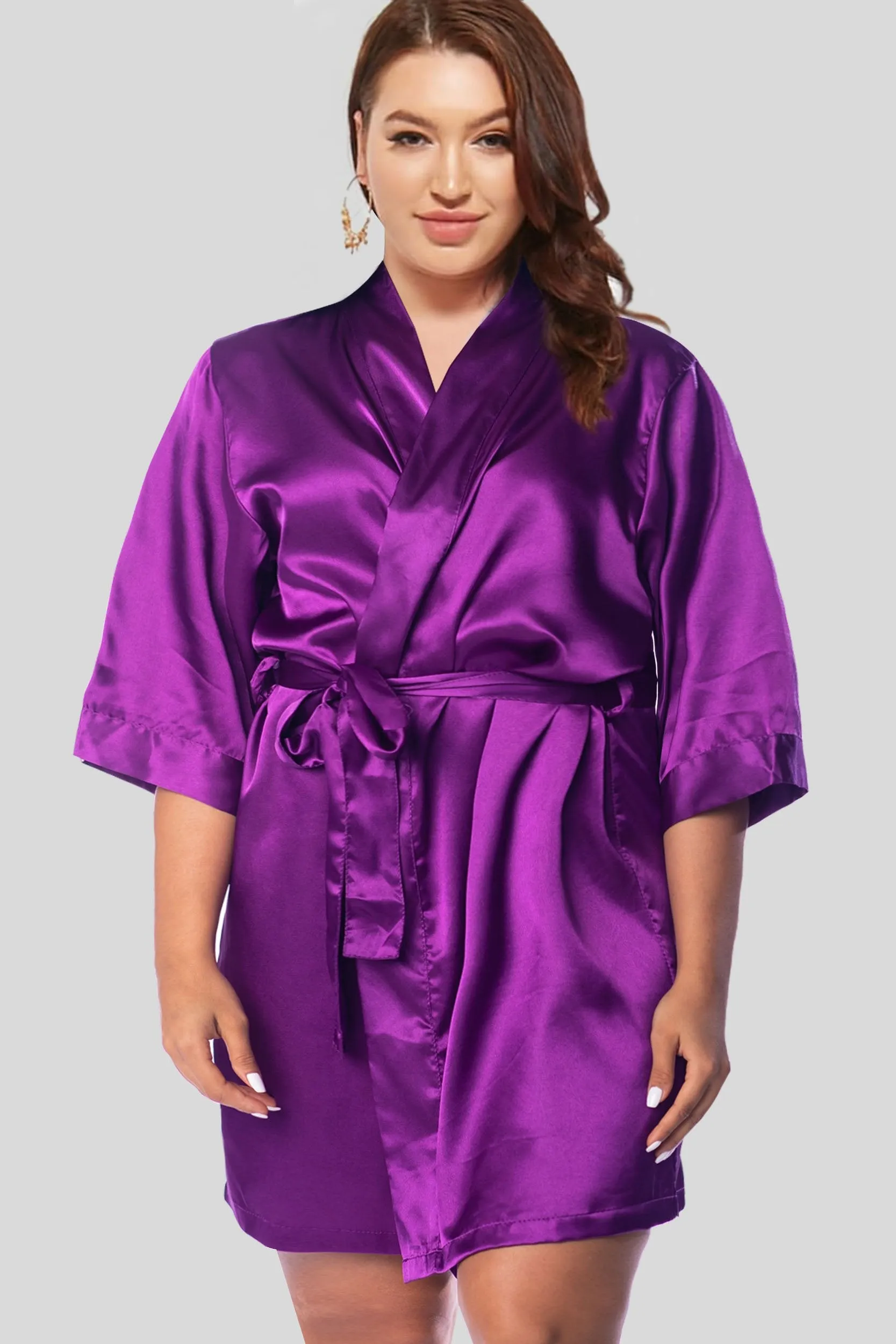 Egg Plant Satin Kimono Robe