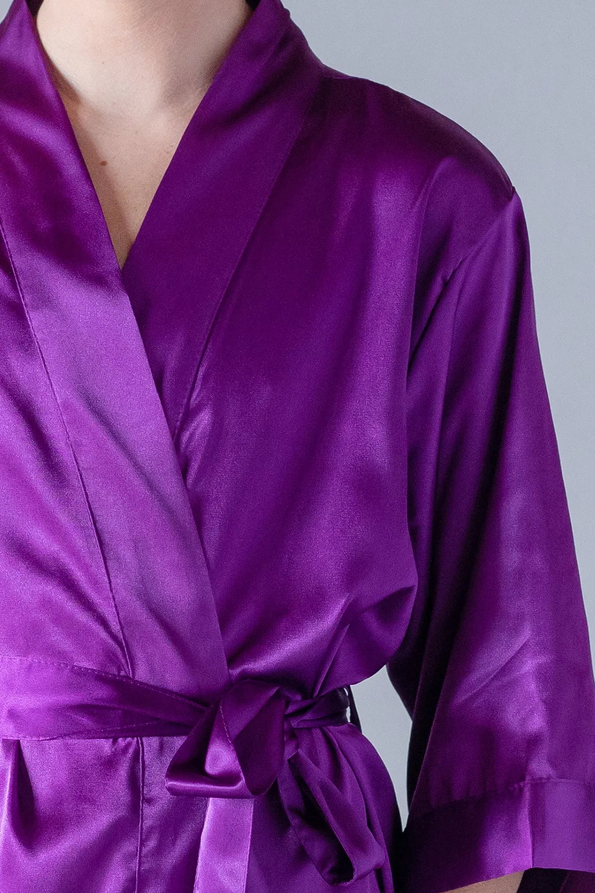 Egg Plant Satin Kimono Robe