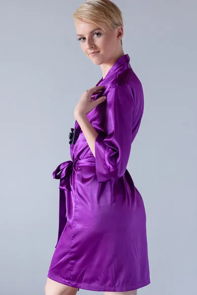 Egg Plant Satin Kimono Robe