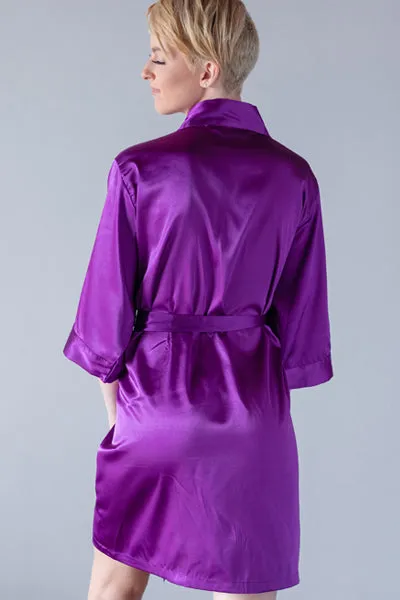 Egg Plant Satin Kimono Robe