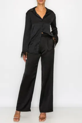 Elastic Band Wide Leg Pants