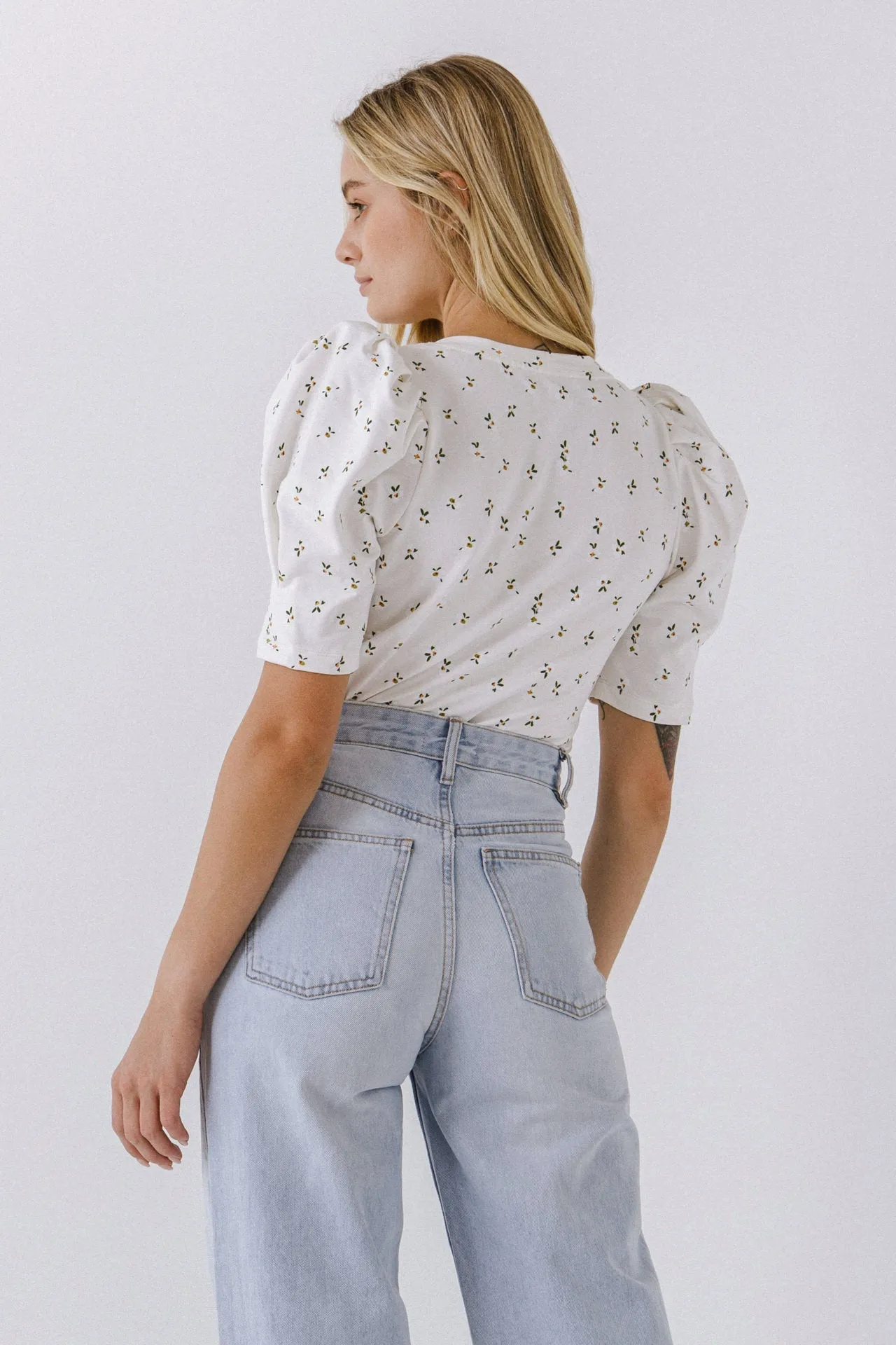 English Factory - Floral Short Sleeve Knit Top