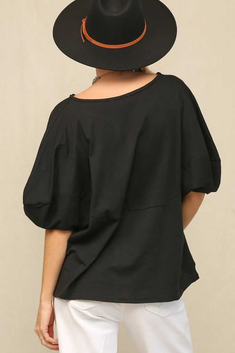 Enough for You Puff Sleeve Oversize Top