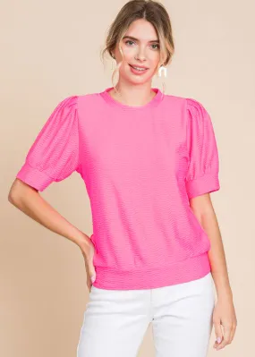 FINAL SALE - Textured Puff Sleeve Tops - 2 Colors!