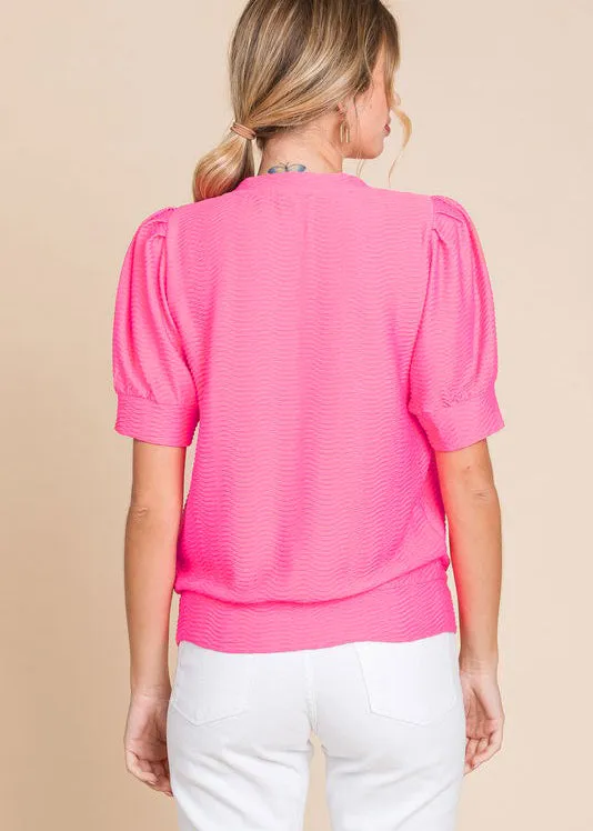 FINAL SALE - Textured Puff Sleeve Tops - 2 Colors!