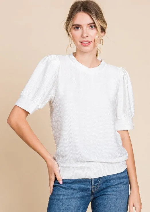 FINAL SALE - Textured Puff Sleeve Tops - 2 Colors!