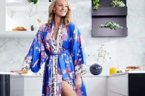 Flying Crane & Peony Long Cotton Kimono