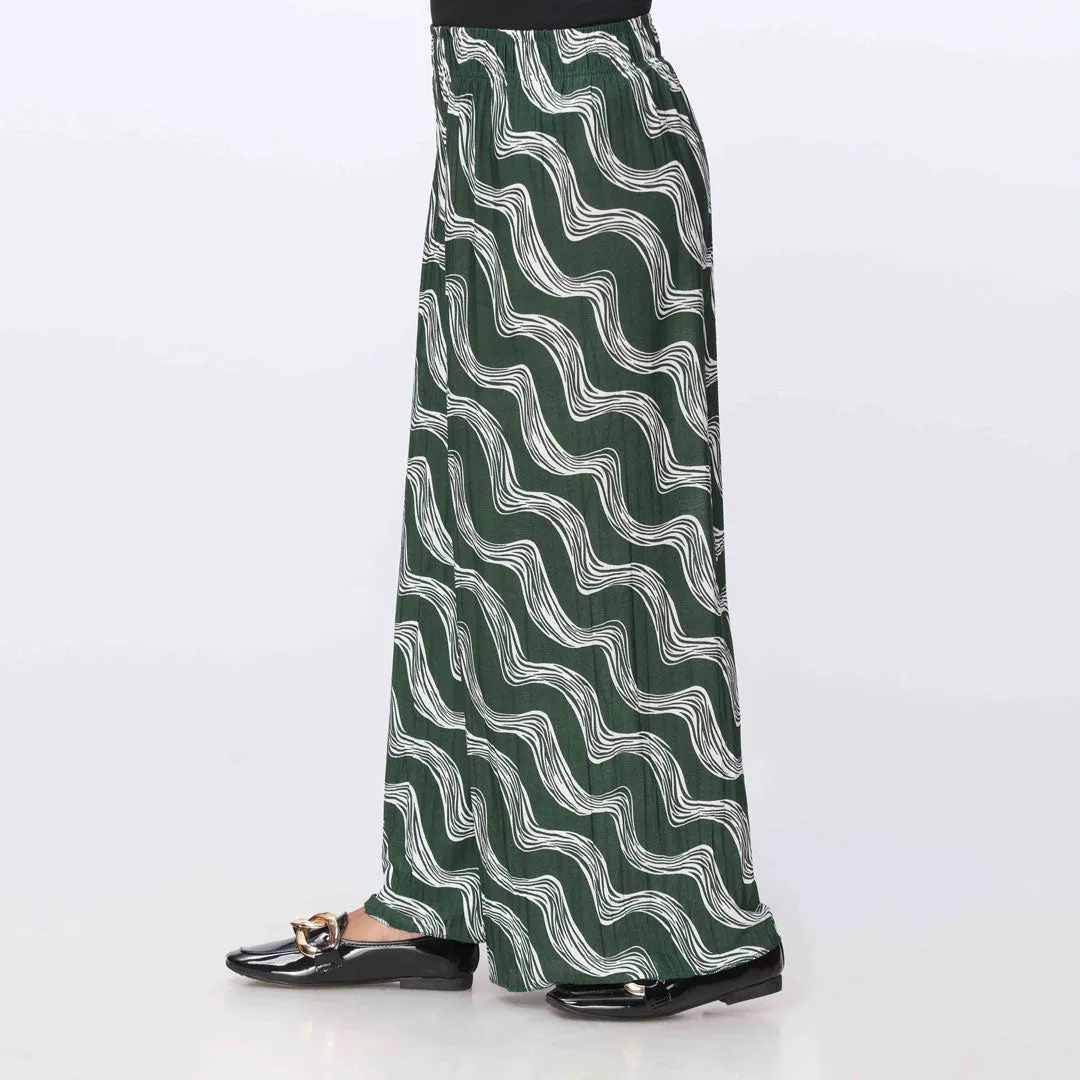 Green Printed Jersey Straight Trouser PW3572