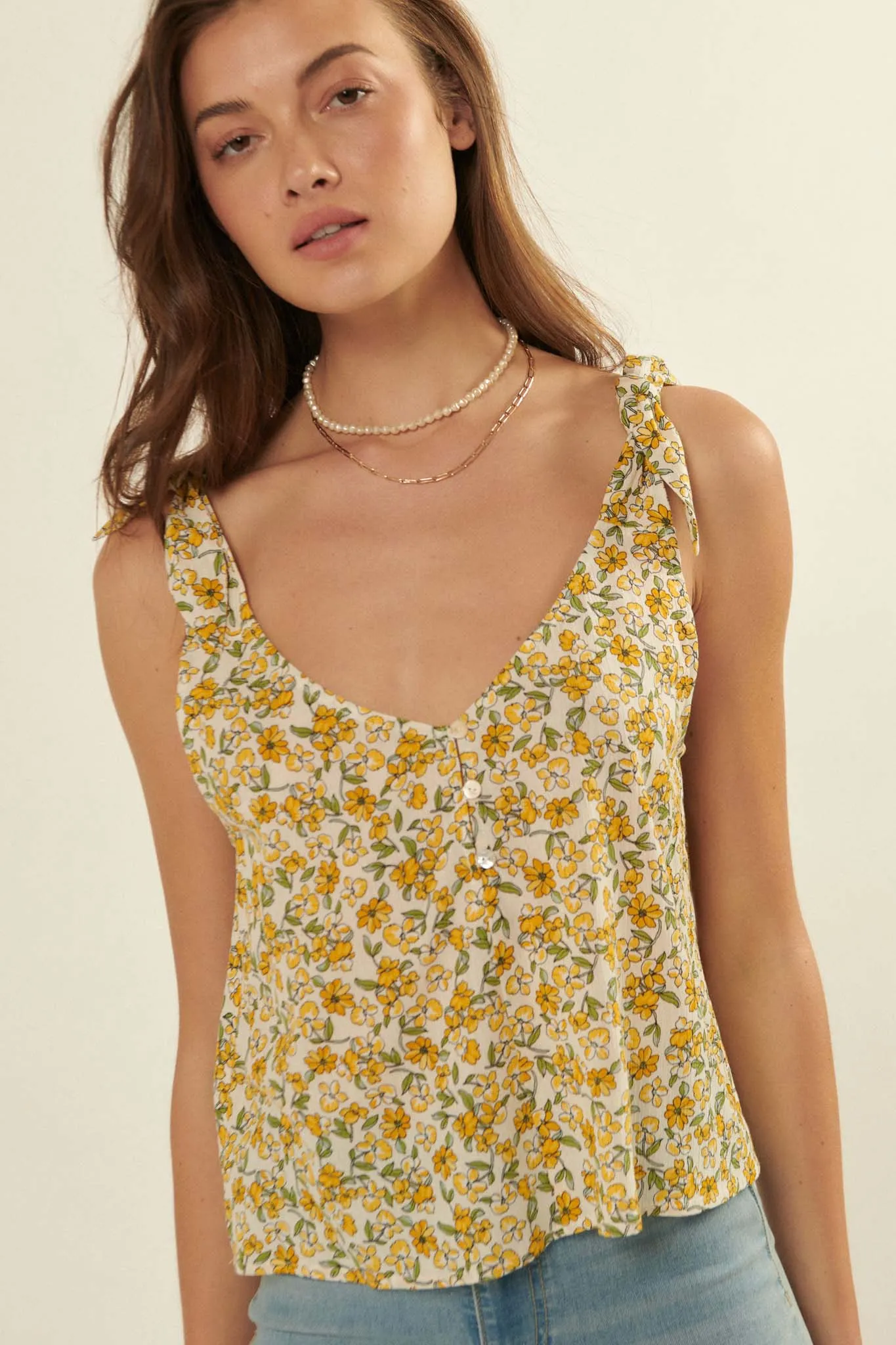 Happy Valley Floral Tie-Strap Tank Top