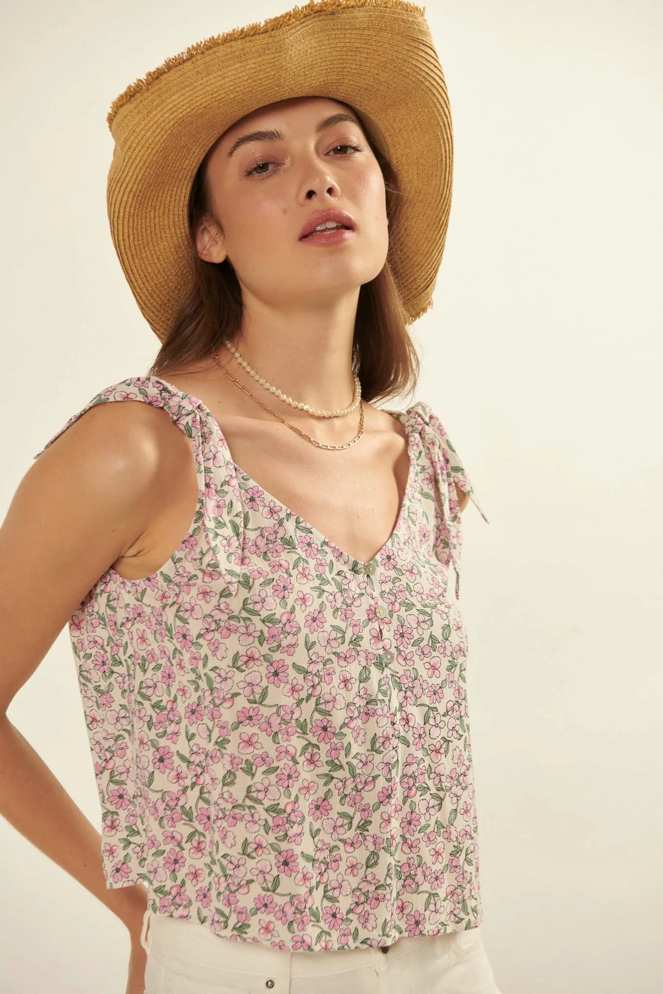 Happy Valley Floral Tie-Strap Tank Top