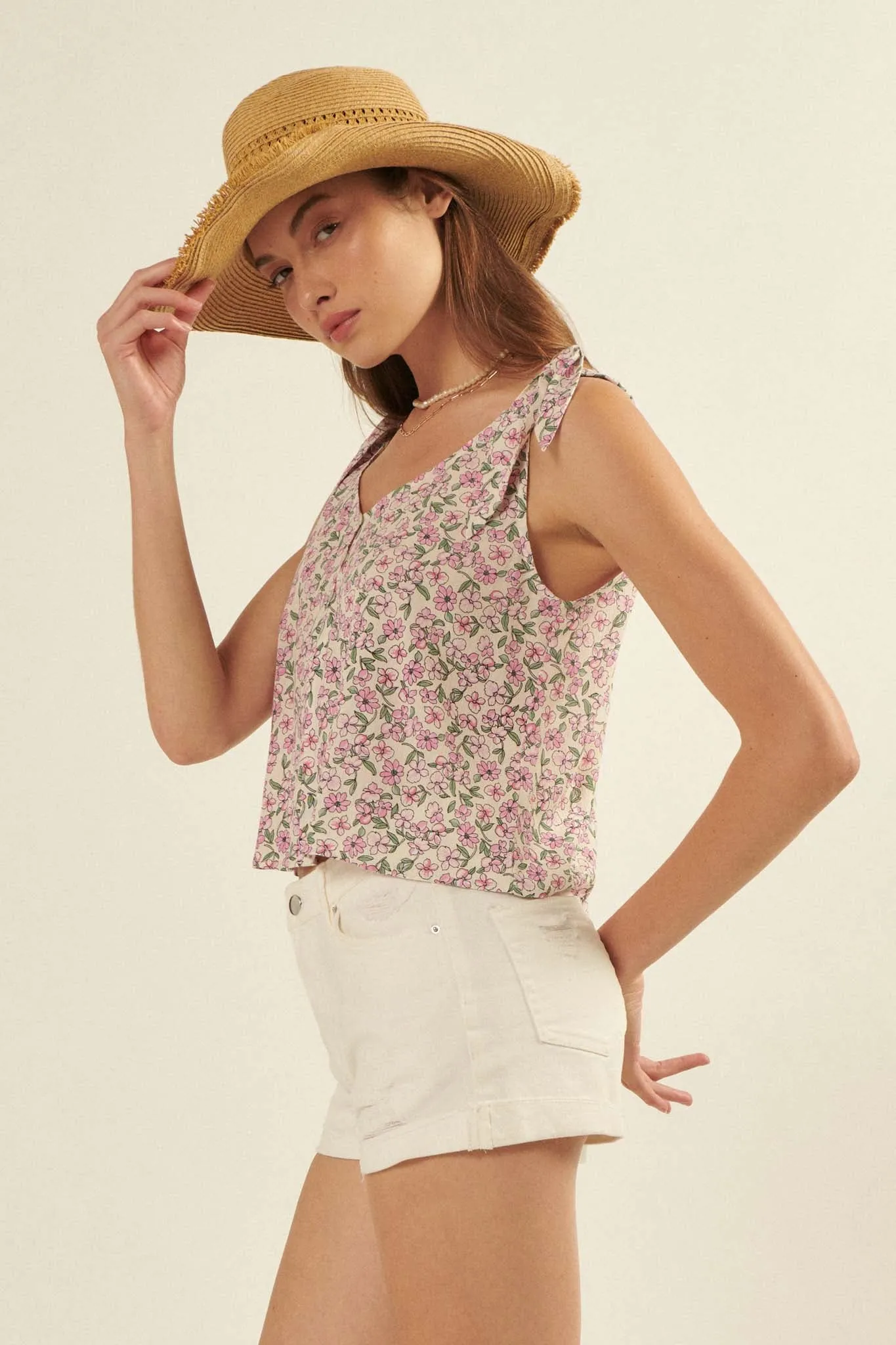 Happy Valley Floral Tie-Strap Tank Top