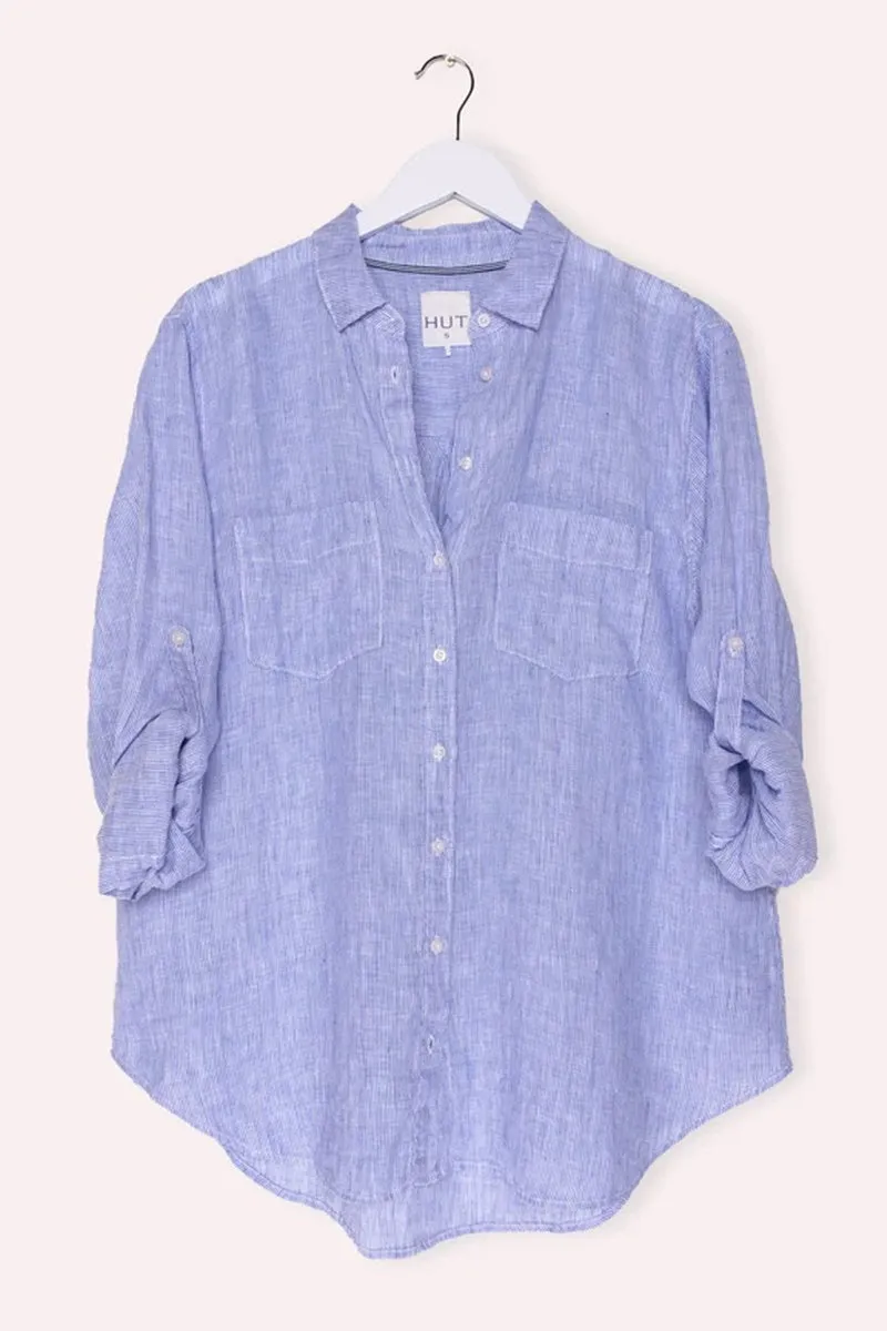 HUT - The Boyfriend Shirt - Blue Nano Stripe