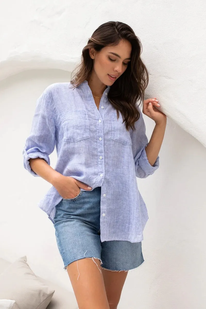 HUT - The Boyfriend Shirt - Blue Nano Stripe