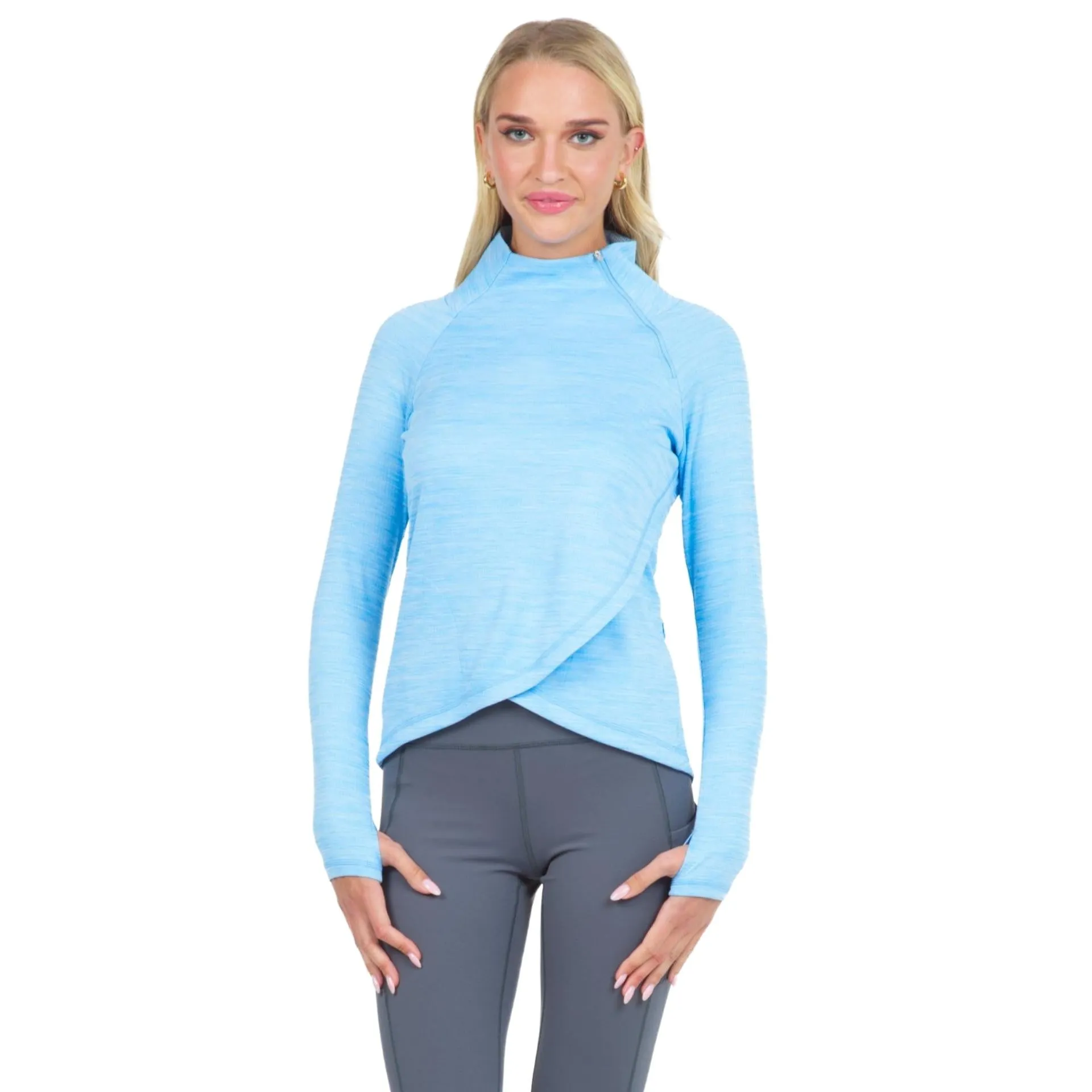 Ibkul Women's Asymmetrical Zip Pullover - 77000