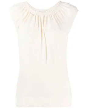 Ivory Ruched Sleeveless Blouse