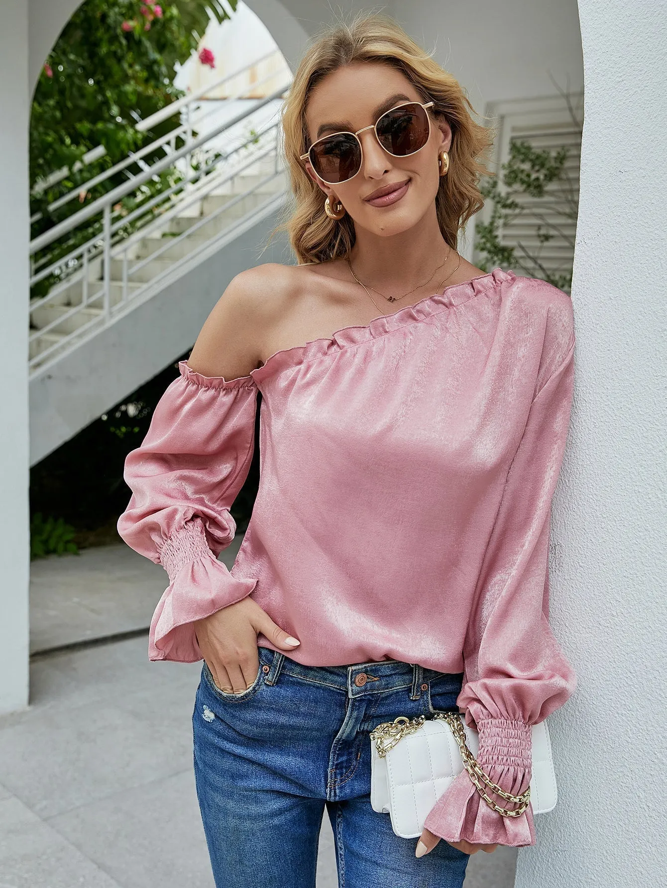 KittenAlarm - One Shoulder Puff Sleeve Blouse