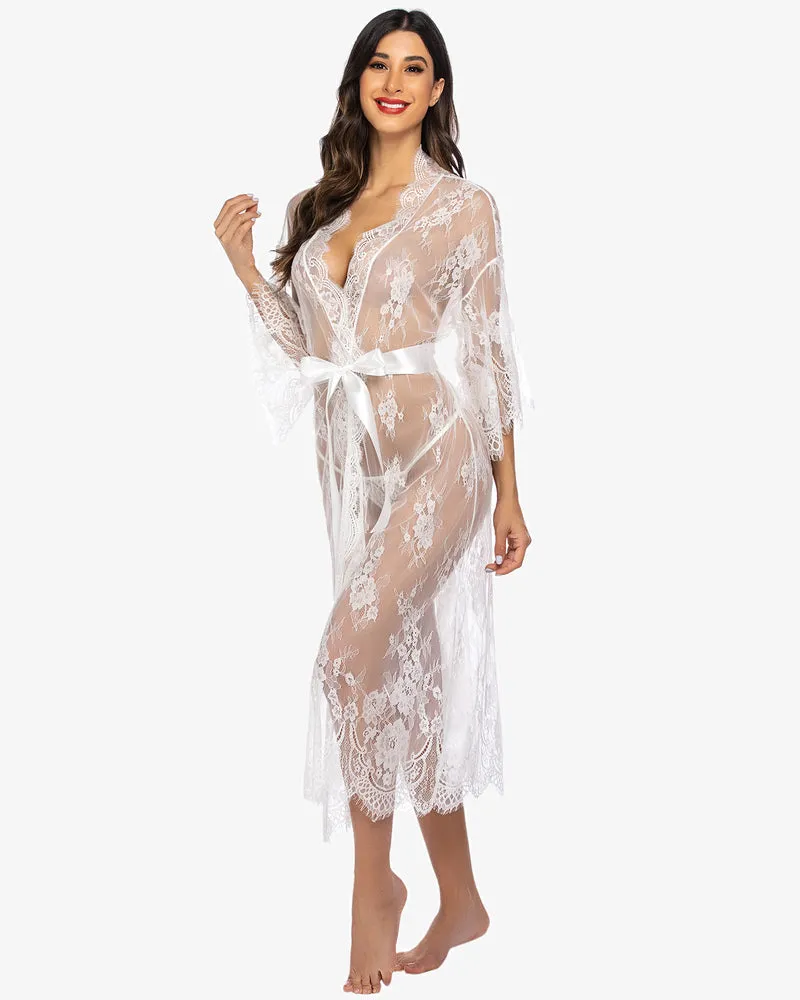 Lace Kimono Robe Sheer Nightdress