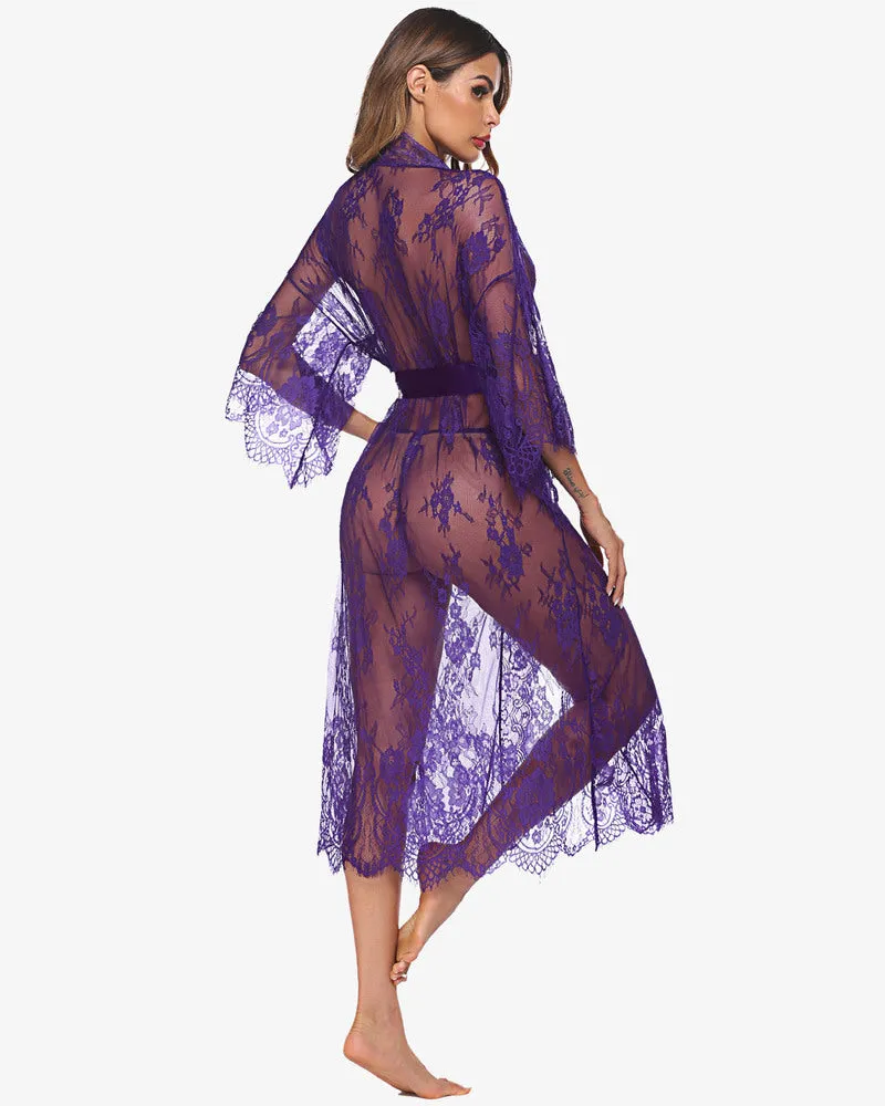 Lace Kimono Robe Sheer Nightdress