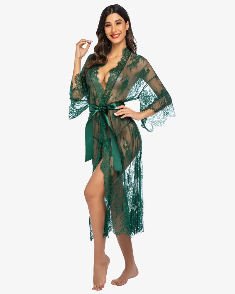 Lace Kimono Robe Sheer Nightdress