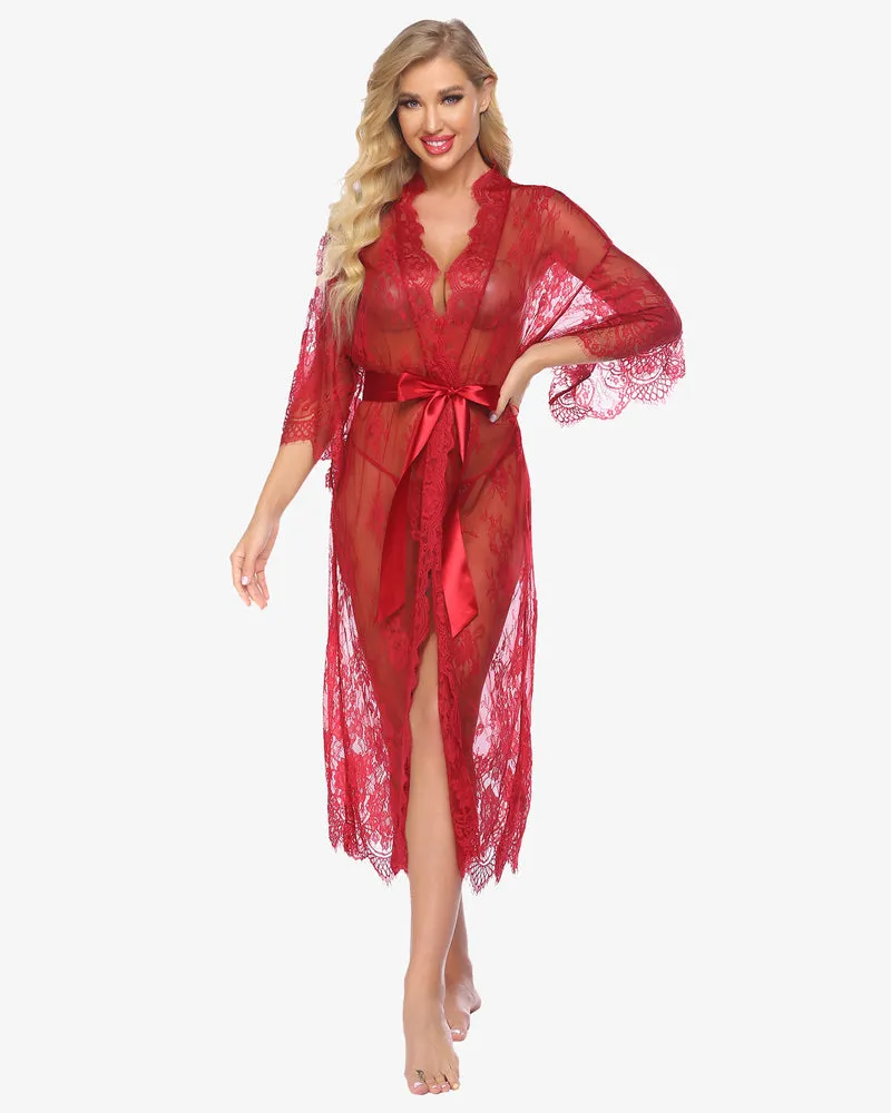 Lace Kimono Robe Sheer Nightdress