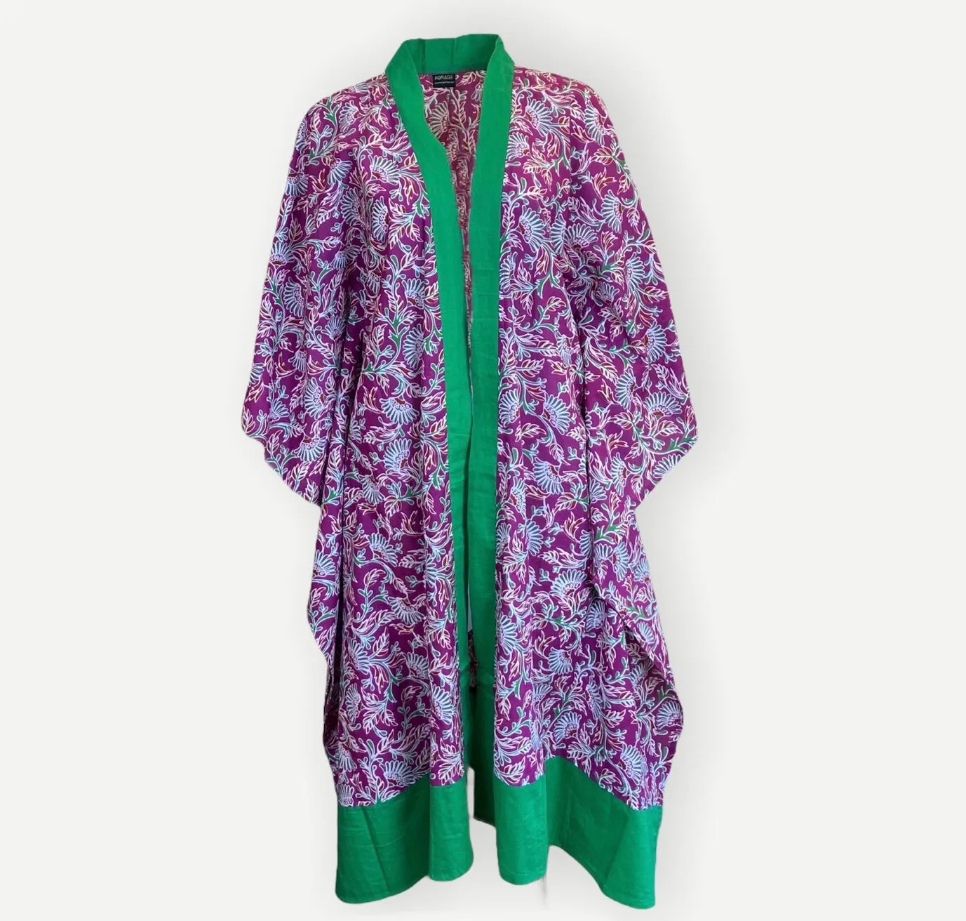 Longline Cotton Coverup  - Pink & Green