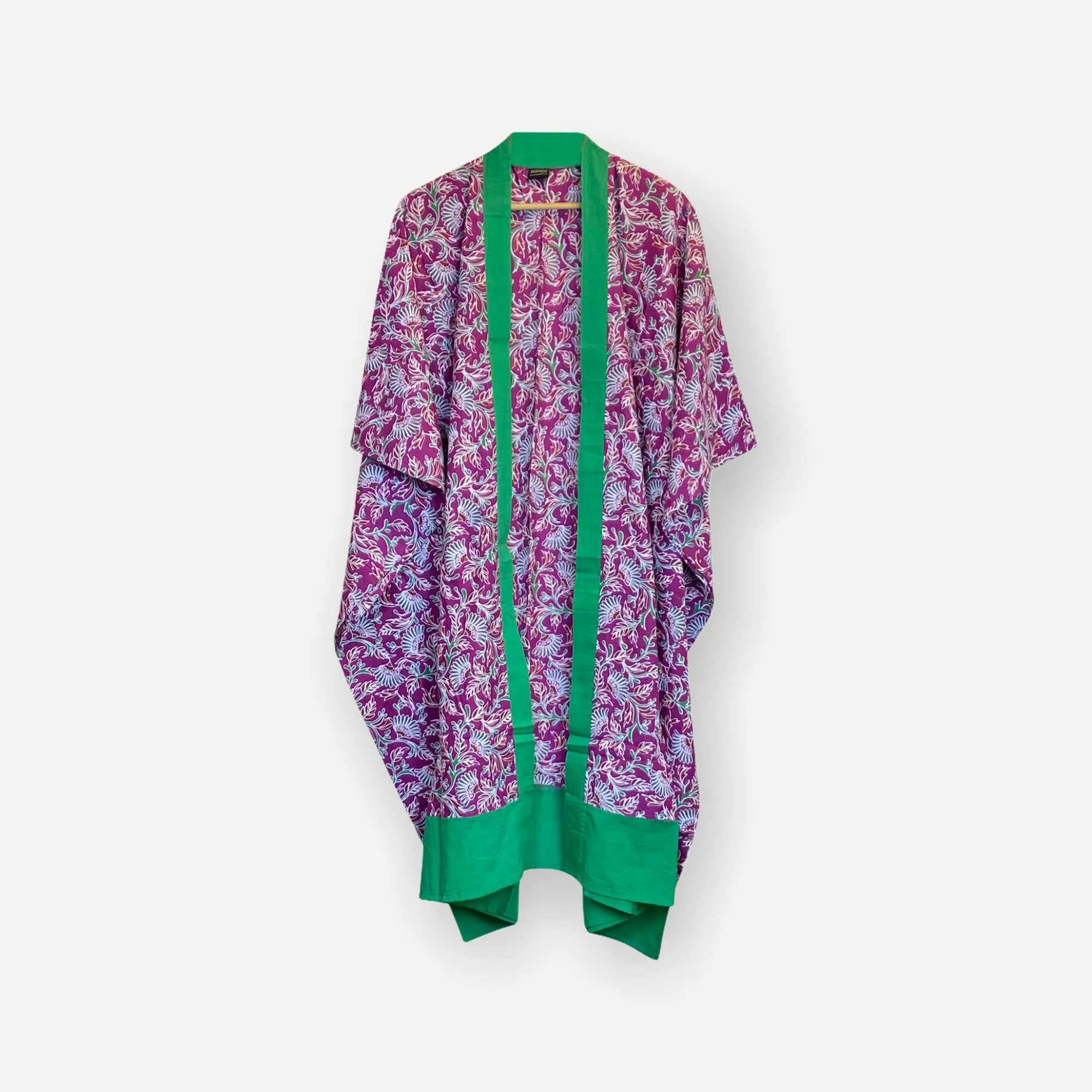 Longline Cotton Coverup  - Pink & Green