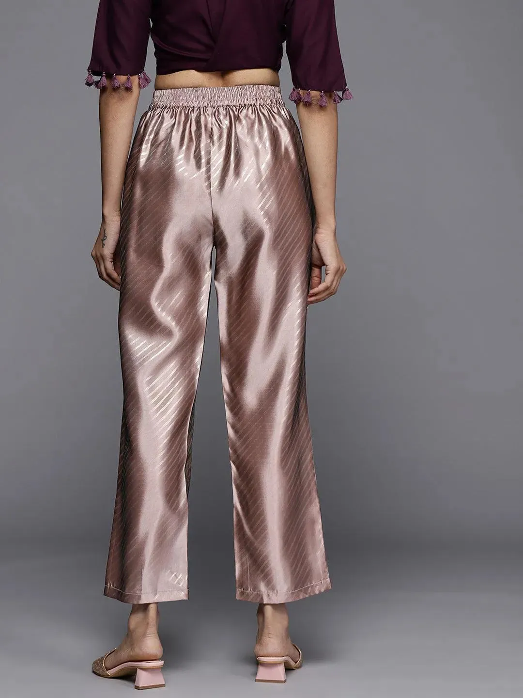 Mauve Printed Silk Trousers